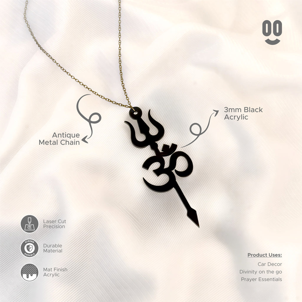 Om Trishul Car Mirror Hanging Pendant
