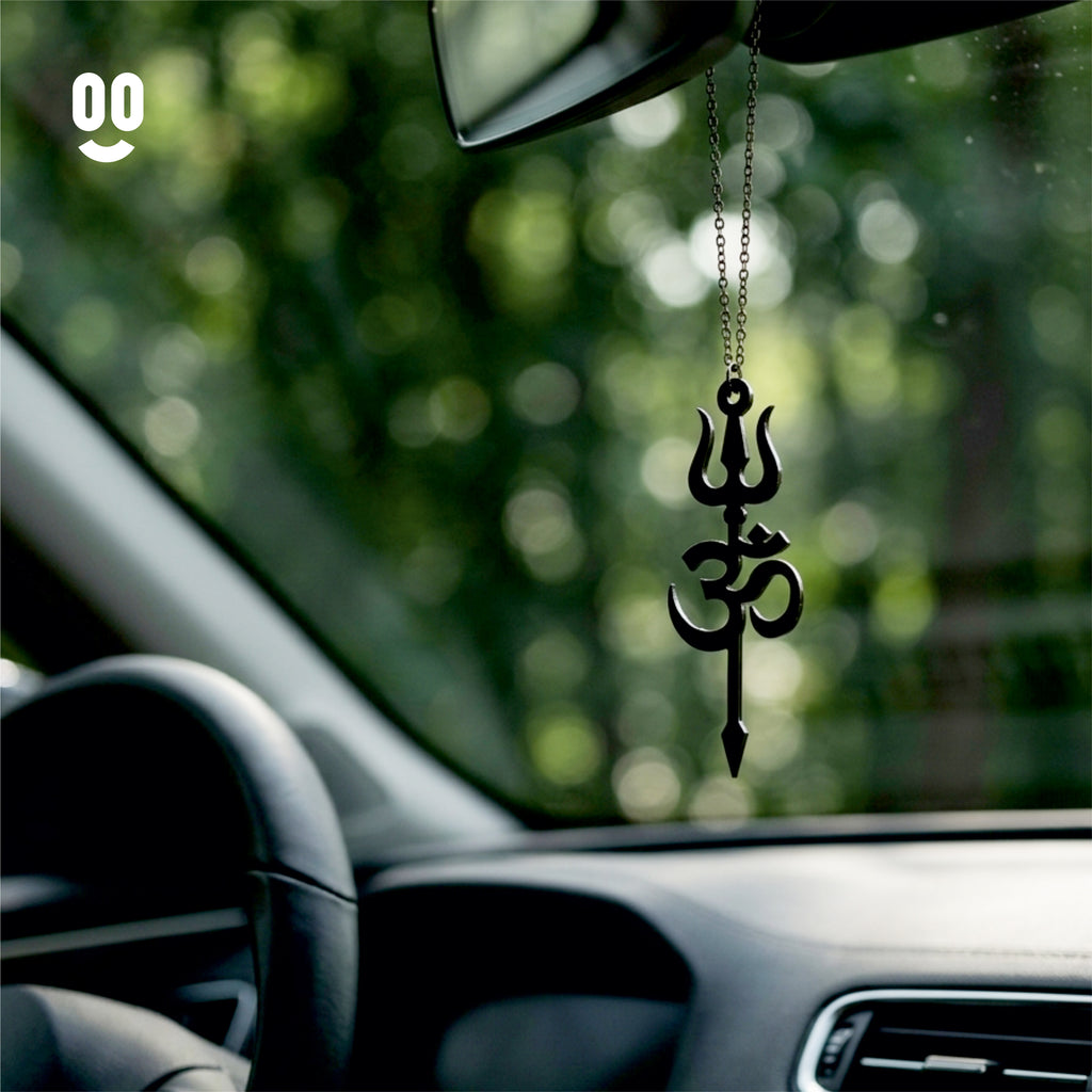 Om Trishul Car Mirror Hanging Pendant
