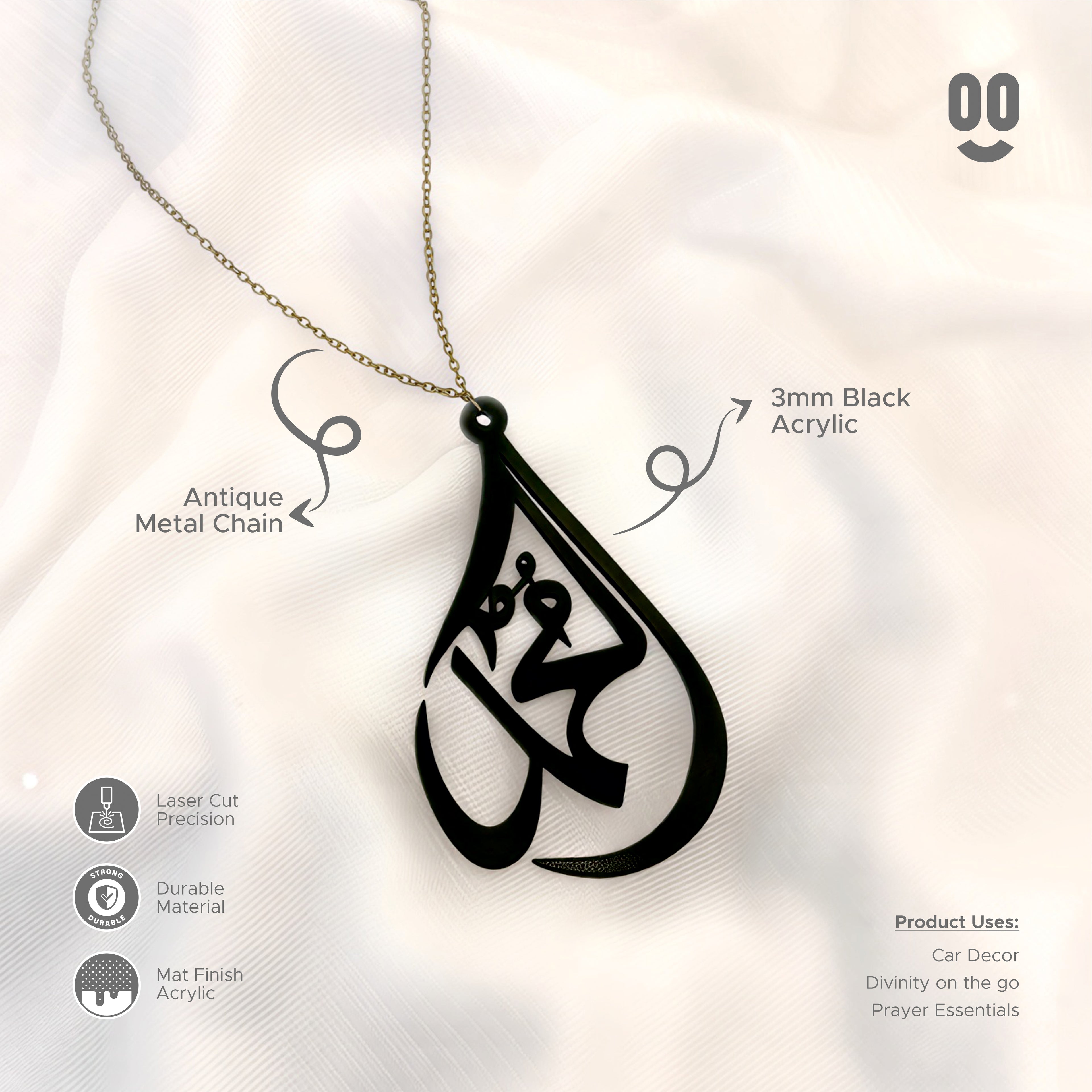 Muhammed Calligraphy Car Mirror Hanging Pendant