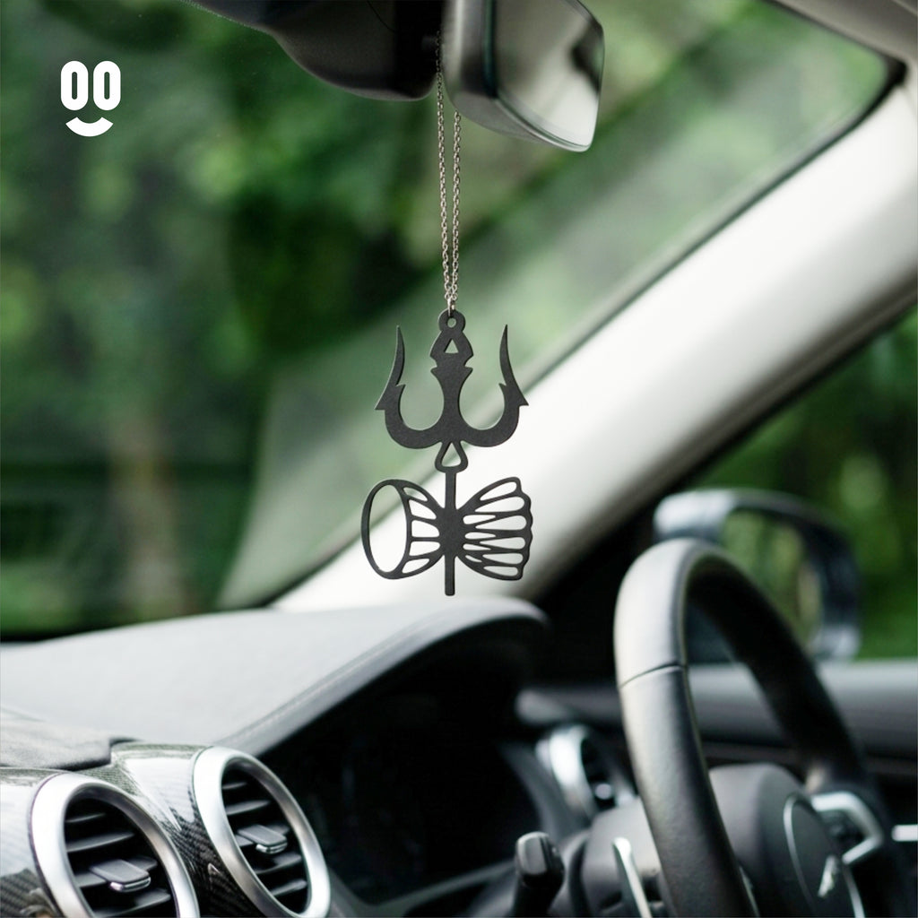 Trishul and Damru Car Mirror Hanging Pendant